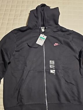 Nike Black Full-Zip Hoodie with Pink Swoosh